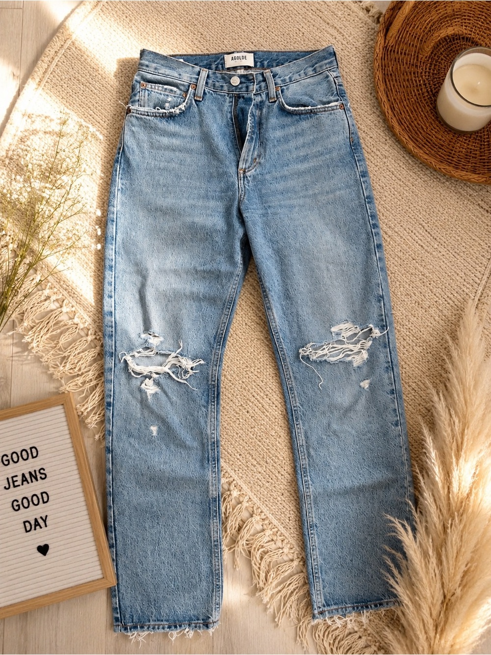 Agolde size 23 faded light blue high-rise jeans